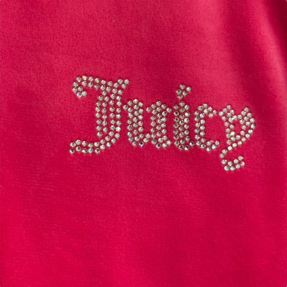 Juicy Couture Velour Pink Sparkle Hoodie Jacket Size XL - Picture 4 of 7